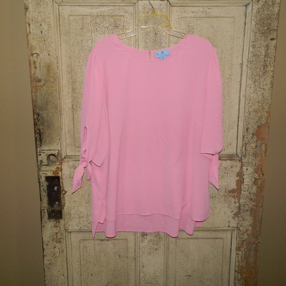 CeCe Pink Tie Sleeve Top Size 3X (H-17)